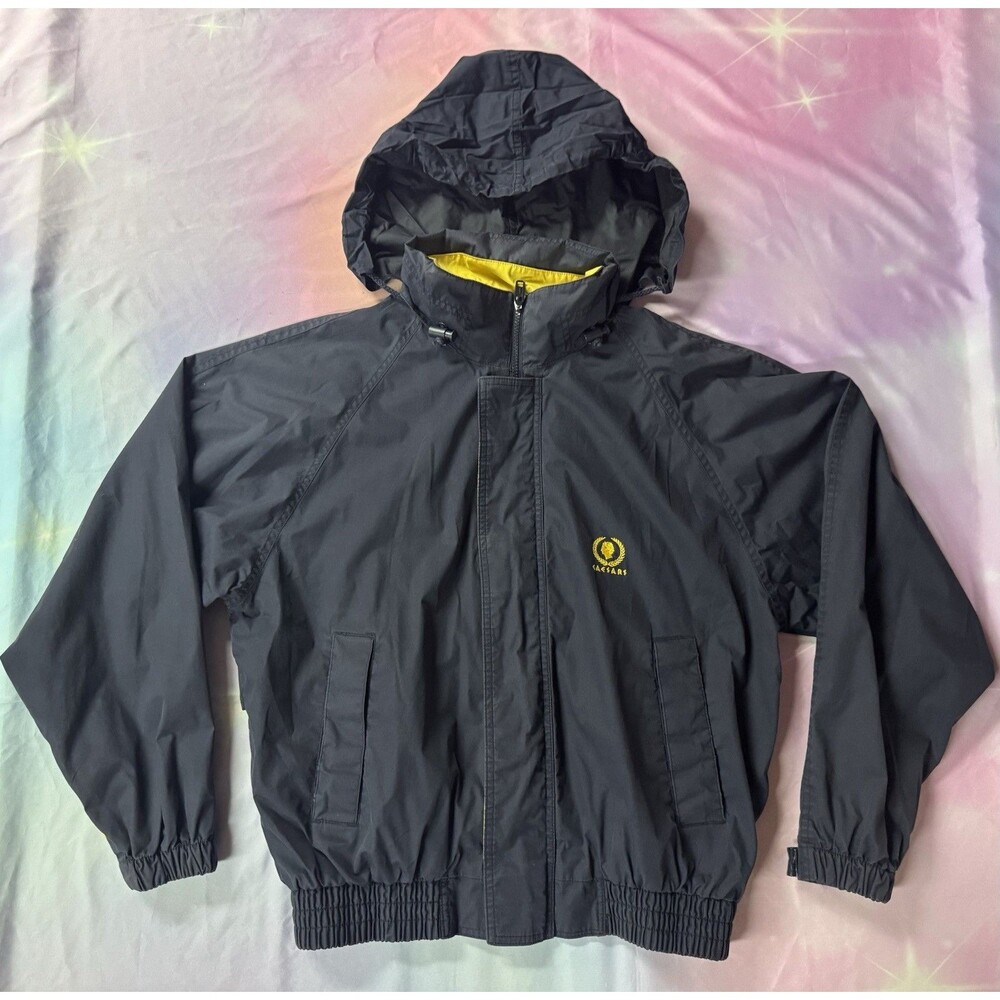 Vtg Caesars Palace Embroidered Logo full zip hooded/vented rain/golf jacket Sz M